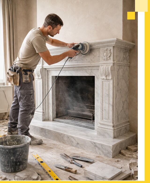 Изготовление и установка мраморных каминов в Кузнецке под ключ