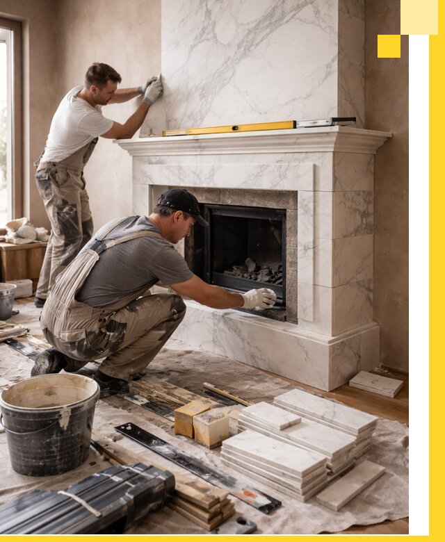 Отделка каминов в Кузнецке качественные облицовочные работы