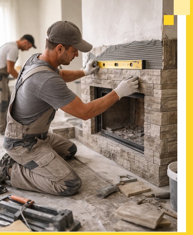 Облицовка каминов в Кузнецке, монтаж и отделка натуральным камнем