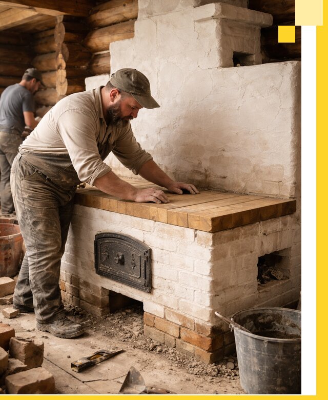 Проектирование и установка русской печи с лежанкой в Кузнецке