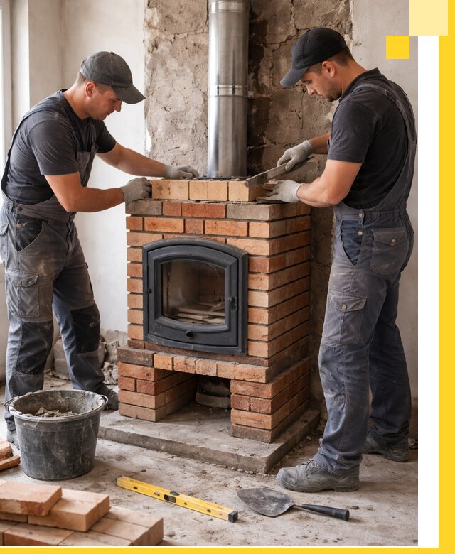 Монтаж печи камина под ключ в Кузнецке с гарантией и пусконаладкой