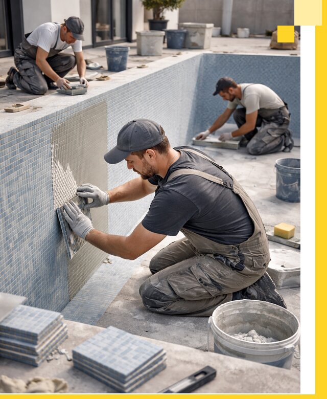 Облицовка бассейнов в Кузнецке плитка мозаика гидроизоляция