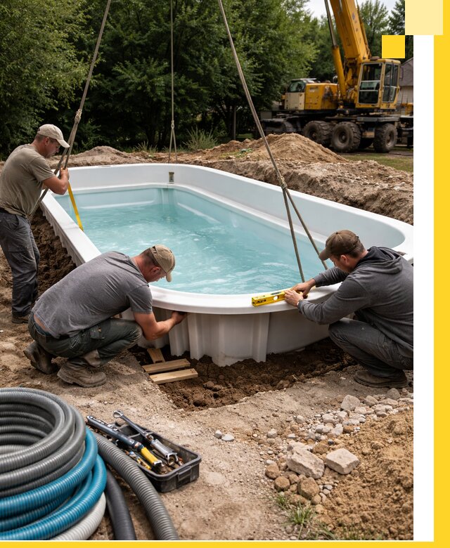 Установка и монтаж композитных бассейнов под ключ в Кузнецке