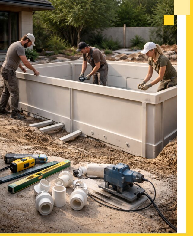 Установка полипропиленовых бассейнов под ключ в Кузнецке