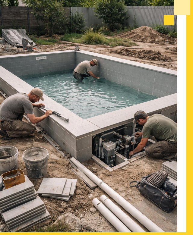 Строительство и монтаж бассейнов для дачи под ключ в Кузнецке