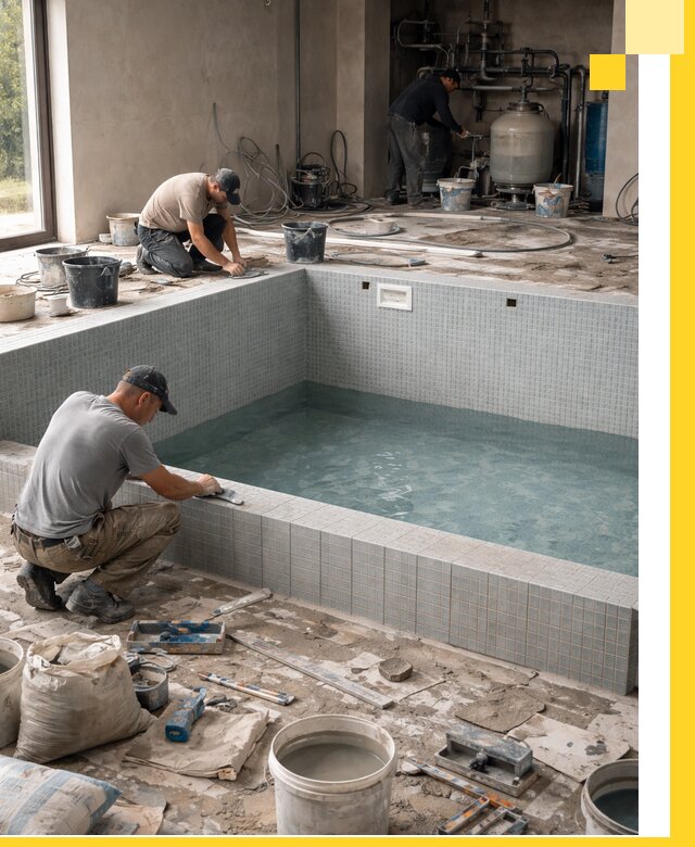 Строительство и монтаж бассейнов в помещении в Кузнецке