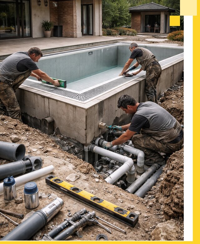 Строительство переливных бассейнов в Кузнецке под ключ