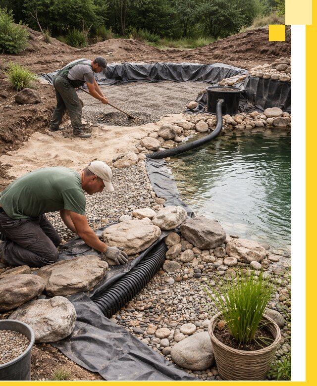 Строительство природных бассейнов и озер в Кузнецке под ключ