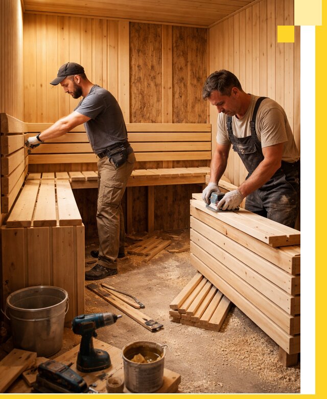 Профессиональный комплексный ремонт саун под ключ в Кузнецке