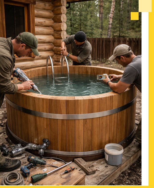 Строительство бань с купелью под ключ и отделкой в Кузнецке