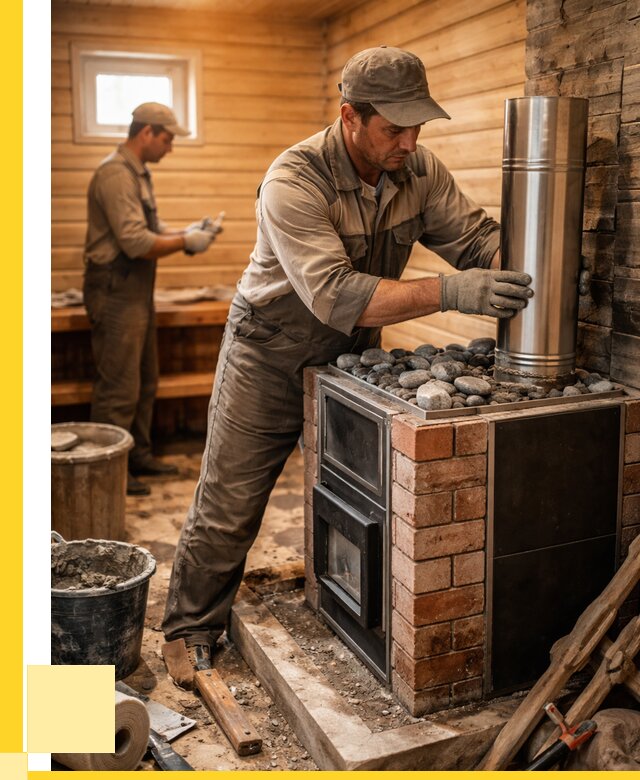 Монтаж печи в бане под ключ в Кузнецке от 20848 р. | ЭриданКнц