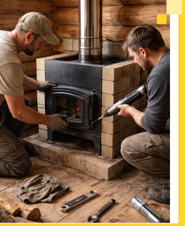 Монтаж и установка печи в бане под ключ с гарантией в Кузнецке