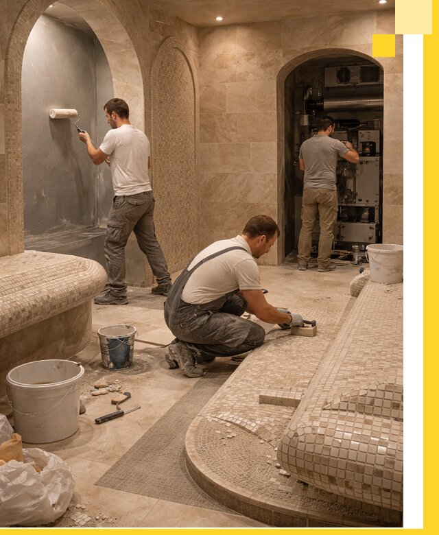 Строительство бани с хамамом и бассейном под ключ в Кузнецке