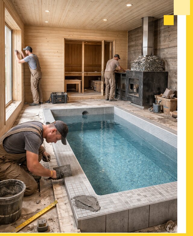 Проект бани с бассейном и сауной в Кузнецке под ключ