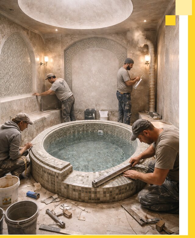 Профессиональное строительство хамама с бассейном в Кузнецке под ключ