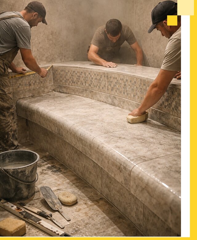 Изготовление и установка сидений для хамама в Кузнецке