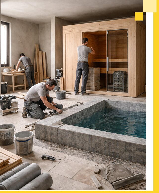 SPA зоны под ключ с бассейном сауной и печью в Кузнецке